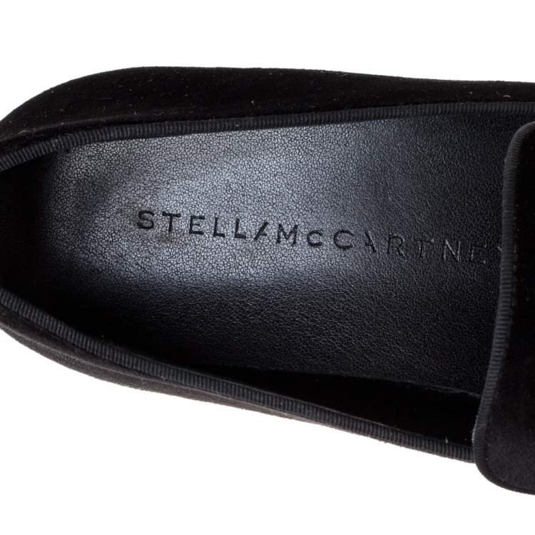 Pre Owned Stella McCartney Black Faux Suede Chain Embellished Platform Slip On Sneakers Size 39