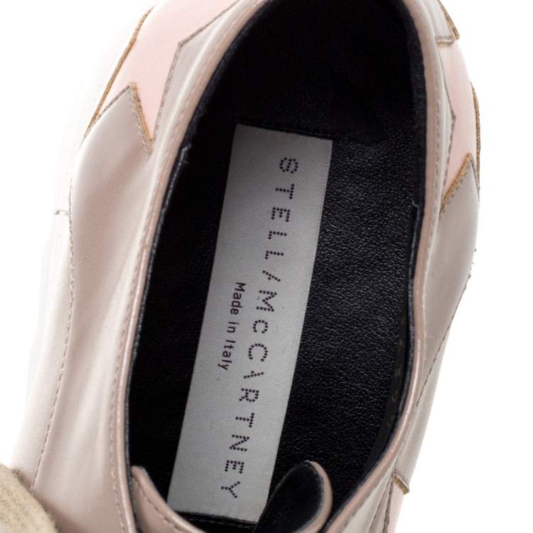 Pre Owned Stella McCartney Beige Faux Leather Elyse Star Platform Lace Up Derby Size 35.5