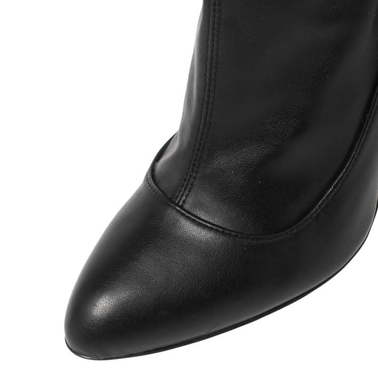 Pre Owned Stella McCartney Black Faux Leather Thigh High Boots Size 38