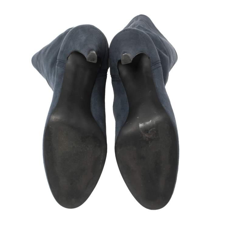 Pre Owned Stella McCartney Navy Blue Faux Suede Boots Size 38