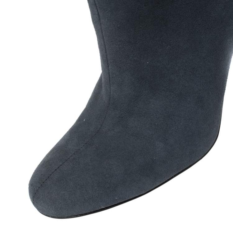Pre Owned Stella McCartney Navy Blue Faux Suede Boots Size 38