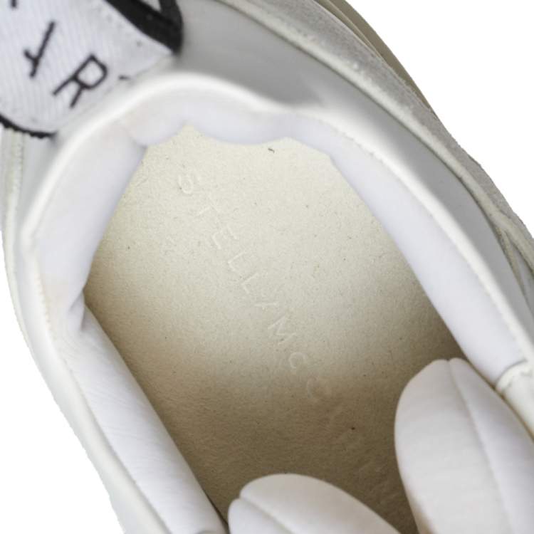 Pre Owned Stella McCartney White Faux Leather and Suede Eclypse Platform Sneakers Size 36.5