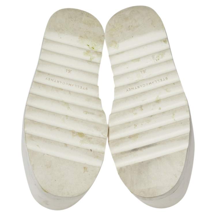Pre Owned Stella McCartney White Faux Leather and Suede Eclypse Platform Sneakers Size 36.5