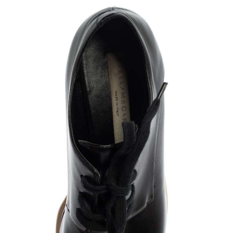 مملوكة مسبقًا Stella McCartney Black Faux Leather Elyse Platform Derby Size 35
