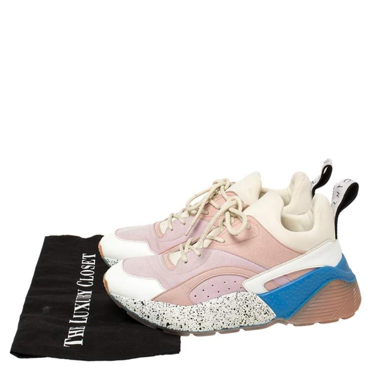 Pre Owned Stella McCartney Multicolor Leather, Suede and Fabric Eclypse Low Top Sneakers Size 38