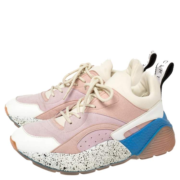 Pre Owned Stella McCartney Multicolor Leather, Suede and Fabric Eclypse Low Top Sneakers Size 38