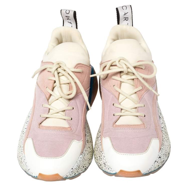 Pre Owned Stella McCartney Multicolor Leather, Suede and Fabric Eclypse Low Top Sneakers Size 38