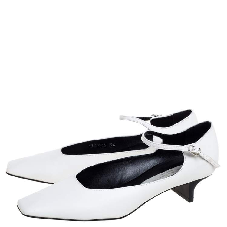 Pre Owned Stella McCartney White Faux Leather Percy Mary Jane Square Toe Pump Size 36