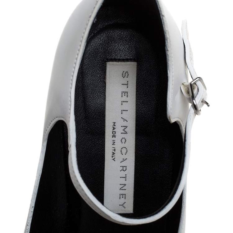 Pre Owned Stella McCartney White Faux Leather Percy Mary Jane Square Toe Pump Size 36