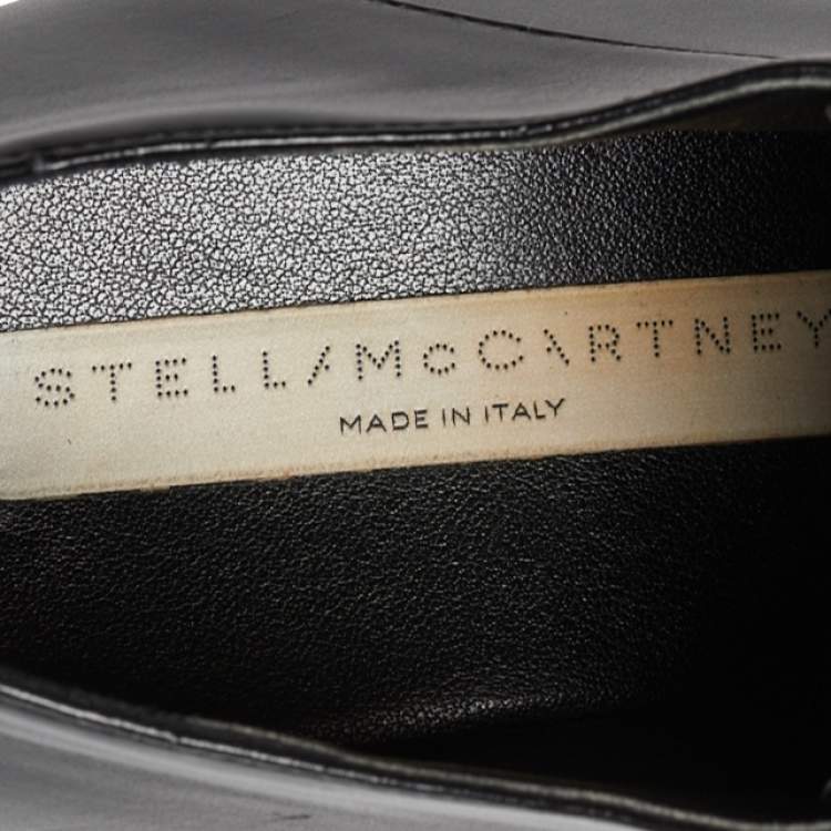 Pre Owned Stella McCartney Black Faux Leather Elyse Platform Derby Sneakers Size 37