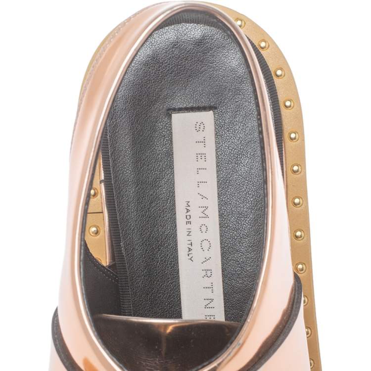 Pre Owned Stella McCartney Metallic Rose Gold Patent Leather Slingback  Mule Sandals Size 36