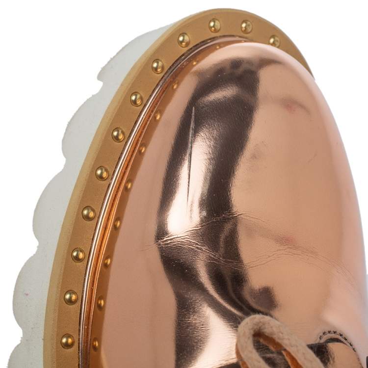 Pre Owned Stella McCartney Metallic Rose Gold Patent Leather Slingback  Mule Sandals Size 36