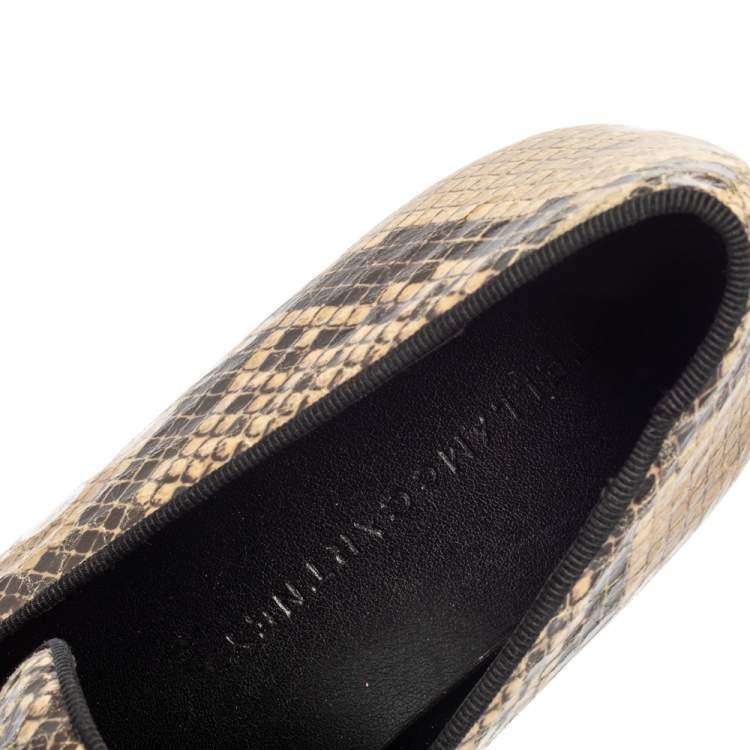 Pre Owned Stella McCartney Multicolor Python Embossed Leather Platform Slip On Sneakers Size 38