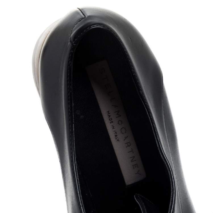 Pre Owned Stella McCartney Black Faux Leather Elyse Platform Sneakers Size 37