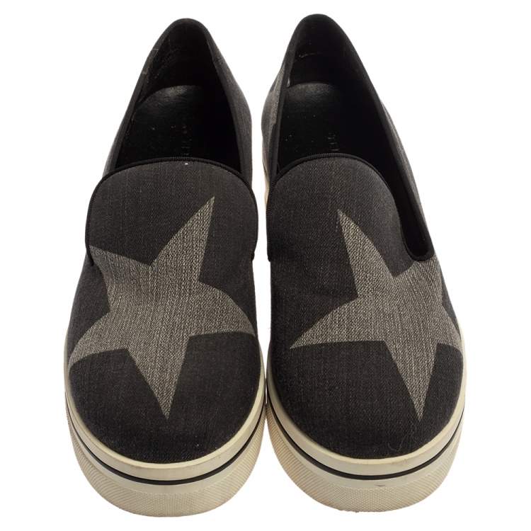 مملوكة مسبقًا Stella McCartney Dark Grey Star Binx Canvas  Platform Slip-On Sneaker Size 40