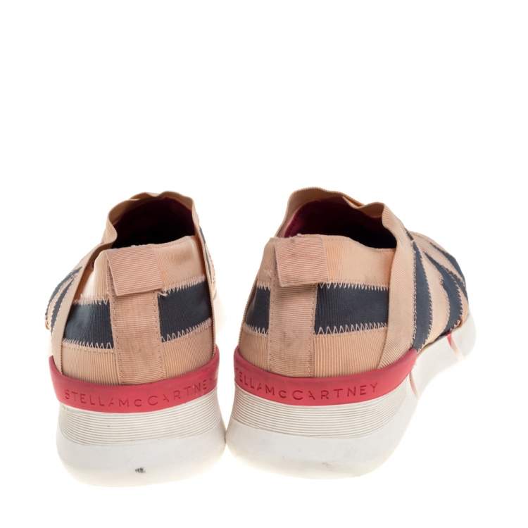 Pre Owned Stella McCartney Beige/Grey Elastic Slip On Sneakers Size 39
