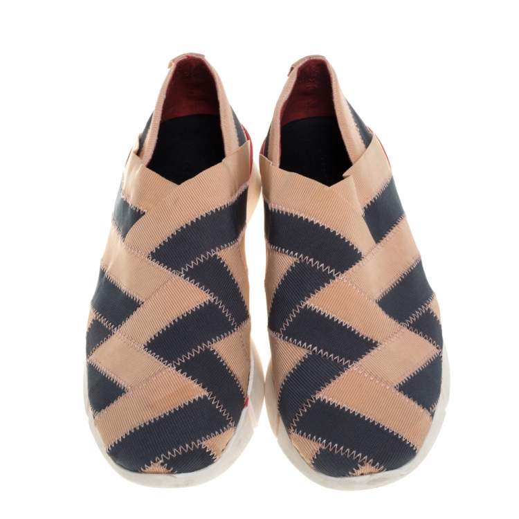 Pre Owned Stella McCartney Beige/Grey Elastic Slip On Sneakers Size 39