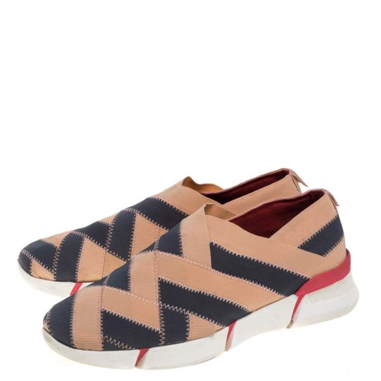 Pre Owned Stella McCartney Beige/Grey Elastic Slip On Sneakers Size 39