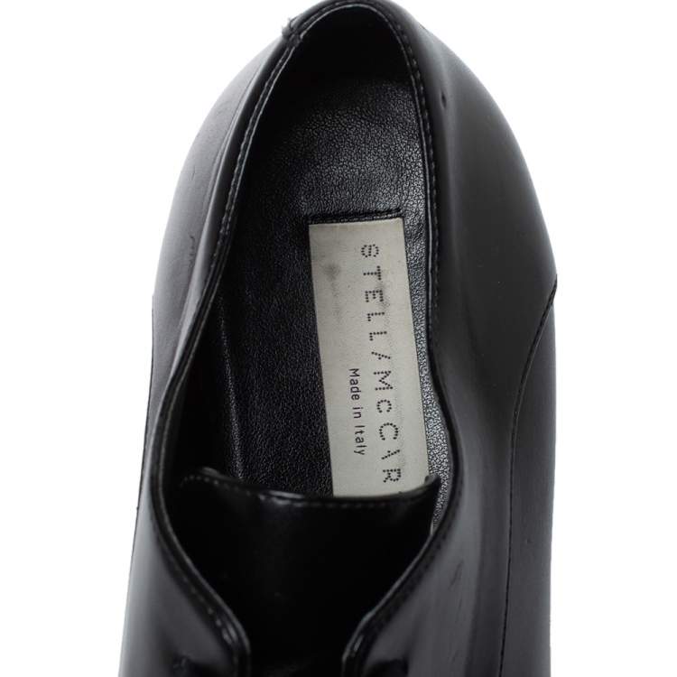 Pre Owned Stella McCartney Black Faux Leather Elyse Platform Derby Sneakers Size 36