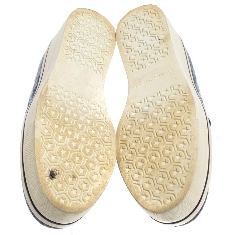 Pre Owned Stella McCartney Blue Python Embossed Leather Binx Platform Sneakers Size 39