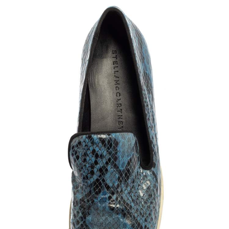 Pre Owned Stella McCartney Blue Python Embossed Leather Binx Platform Sneakers Size 39