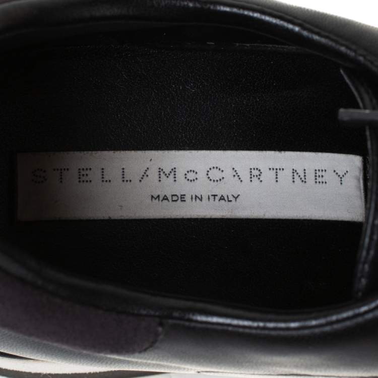 Pre Owned Stella McCartney Black Faux Leather  Elyse Platform Derby Sneakers Size 40