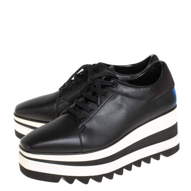 Pre Owned Stella McCartney Black Faux Leather  Elyse Platform Derby Sneakers Size 40