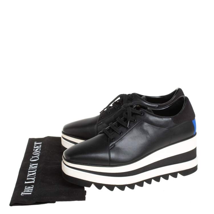 Pre Owned Stella McCartney Black Faux Leather  Elyse Platform Derby Sneakers Size 40
