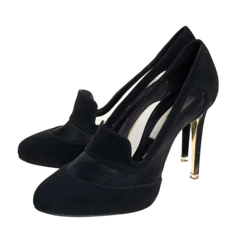 Pre Owned Stella Mccartney Suede And Mesh Trimmed Pumps Size 37