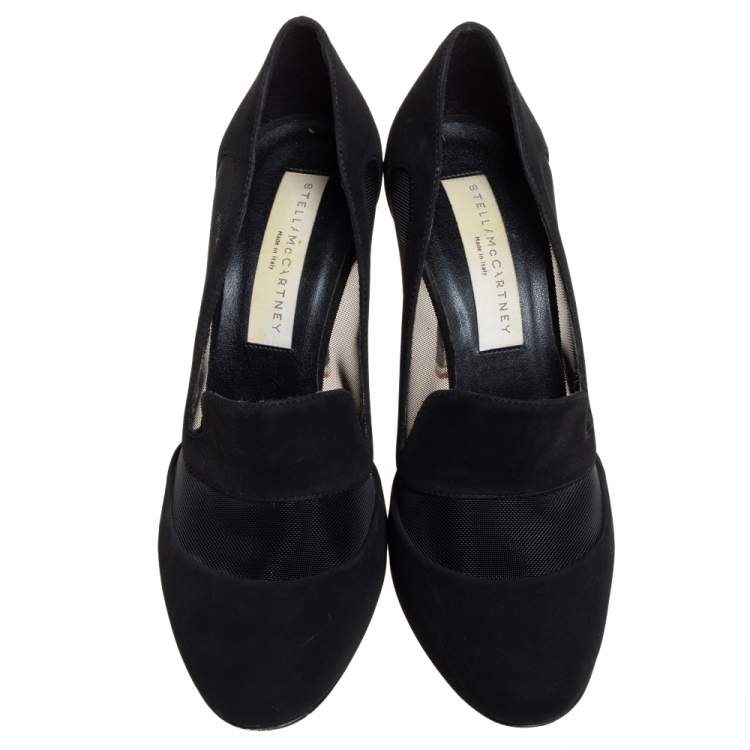 Pre Owned Stella Mccartney Suede And Mesh Trimmed Pumps Size 37