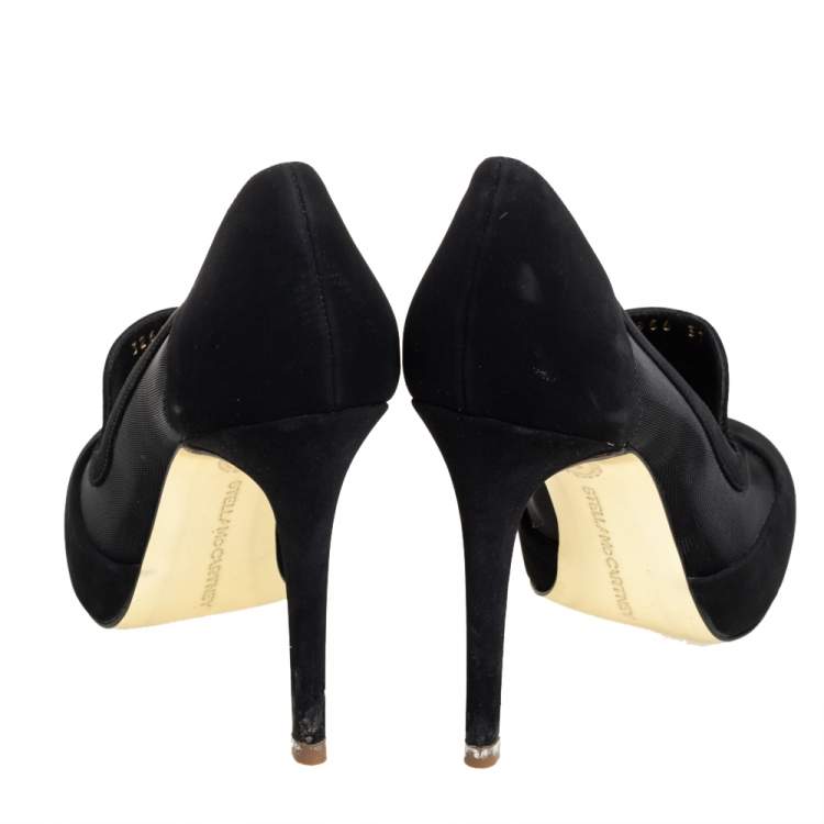Pre Owned Stella Mccartney Suede And Mesh Trimmed Pumps Size 37