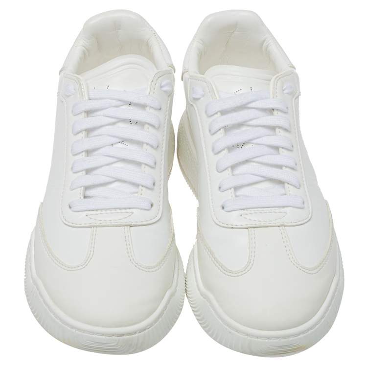 Pre Owned Stella McCartney White Faux Leather Lace Up Sneakers Size 37