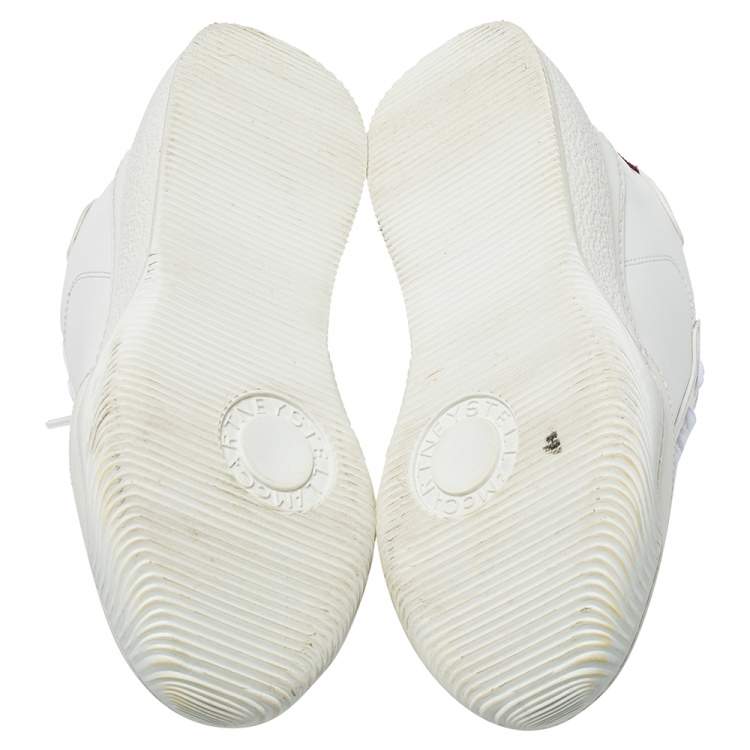 Pre Owned Stella McCartney White Faux Leather Lace Up Sneakers Size 37