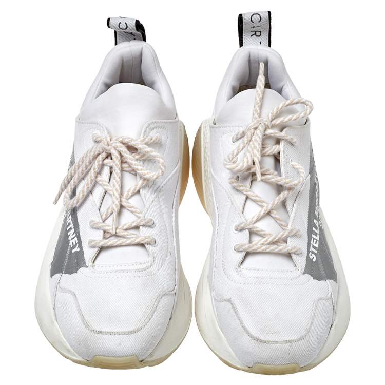 Pre Owned Stella McCartney White Fabric Eclypse Low Top Sneakers Size 40