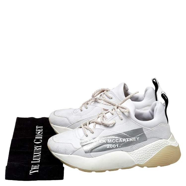 Pre Owned Stella McCartney White Fabric Eclypse Low Top Sneakers Size 40