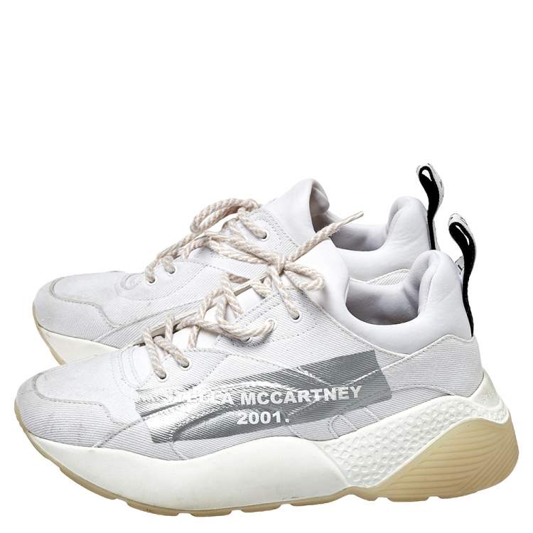 Pre Owned Stella McCartney White Fabric Eclypse Low Top Sneakers Size 40