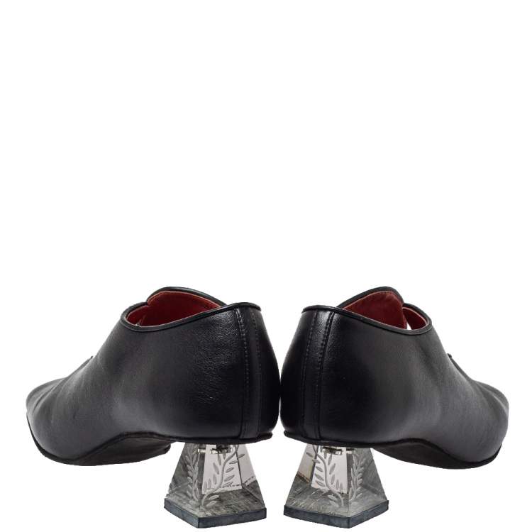 Pre Owned Stella McCartney Black Faux Leather Block Heel Pumps Size 39