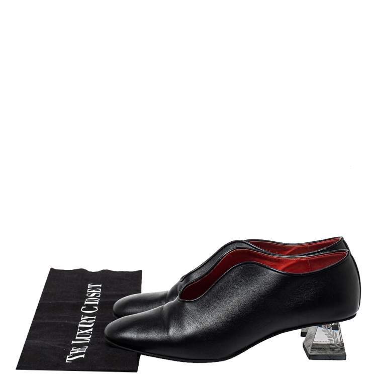 Pre Owned Stella McCartney Black Faux Leather Block Heel Pumps Size 39