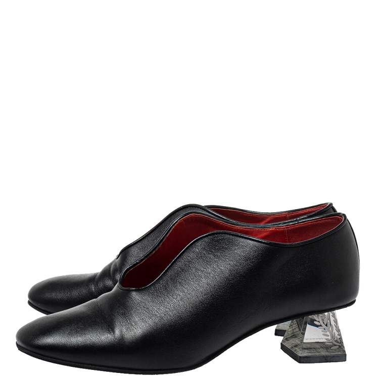 Pre Owned Stella McCartney Black Faux Leather Block Heel Pumps Size 39