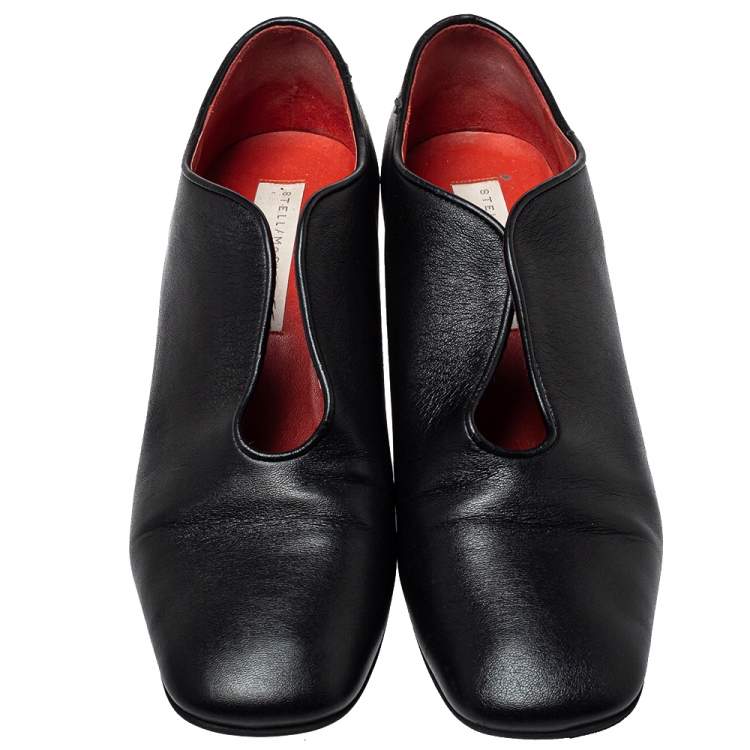 Pre Owned Stella McCartney Black Faux Leather Block Heel Pumps Size 39