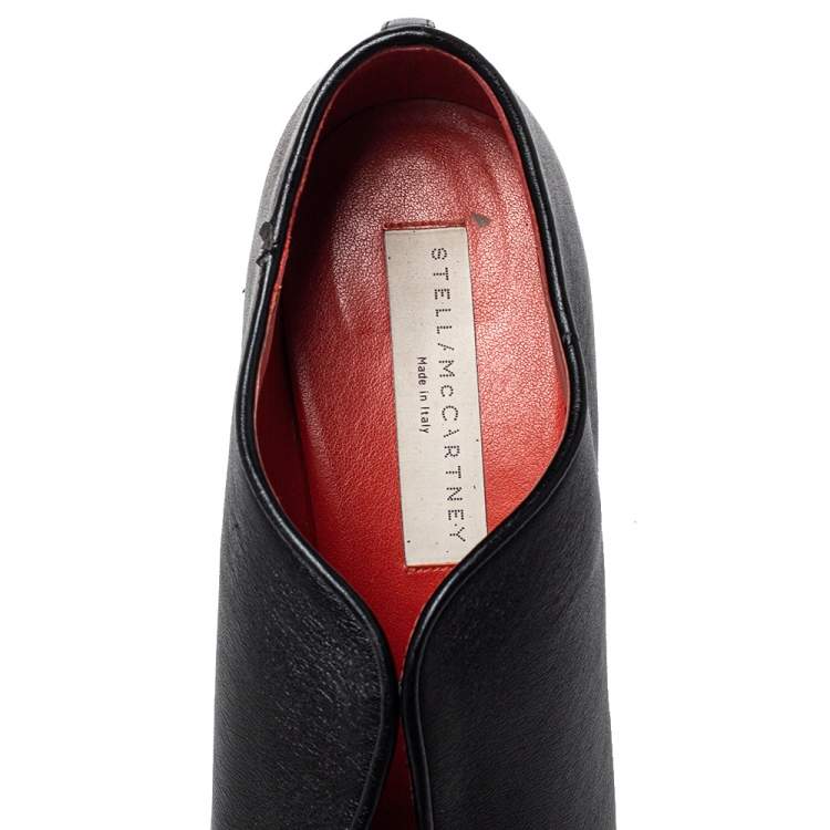 Pre Owned Stella McCartney Black Faux Leather Block Heel Pumps Size 39