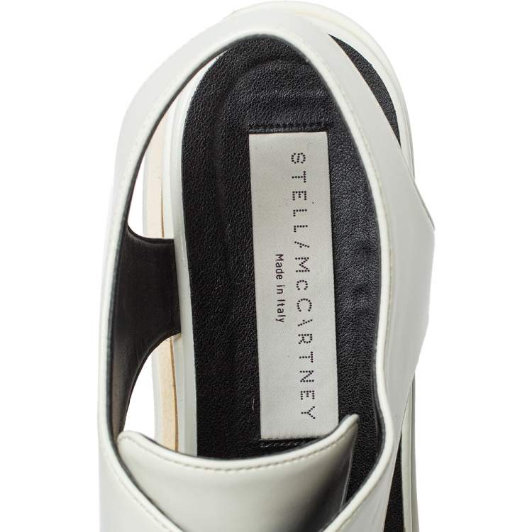Pre Owned Stella McCartney White Leather Elyse Cutout Platform Derby Size 37