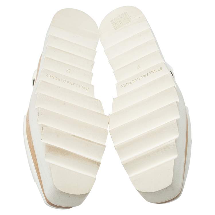 Pre Owned Stella McCartney White Leather Elyse Cutout Platform Derby Size 37