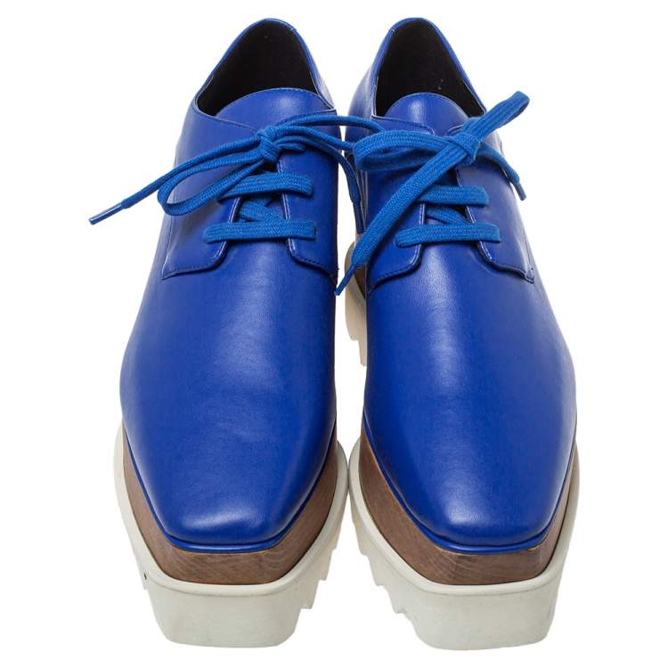 مملوكة مسبقًا Stella McCartney Blue Faux Leather Platform Derby Size 38