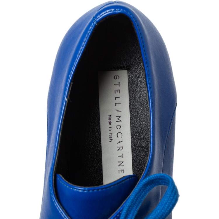 مملوكة مسبقًا Stella McCartney Blue Faux Leather Platform Derby Size 38