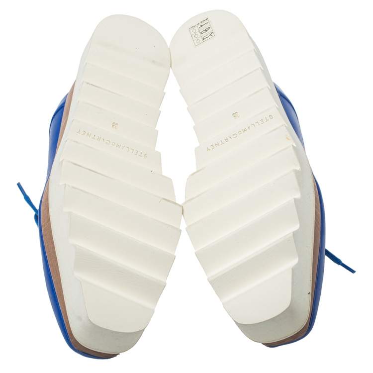 مملوكة مسبقًا Stella McCartney Blue Faux Leather Platform Derby Size 38