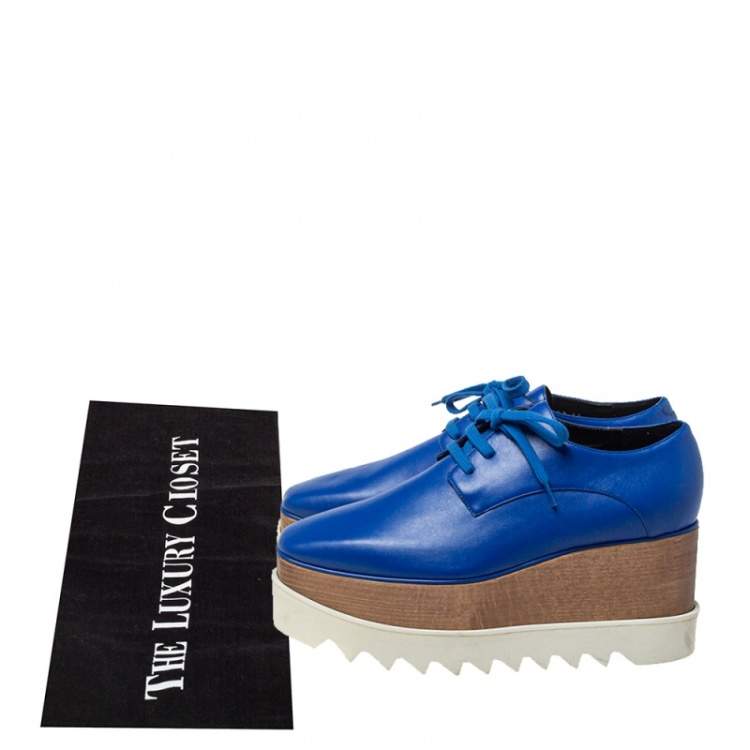 مملوكة مسبقًا Stella McCartney Blue Faux Leather Platform Derby Size 38