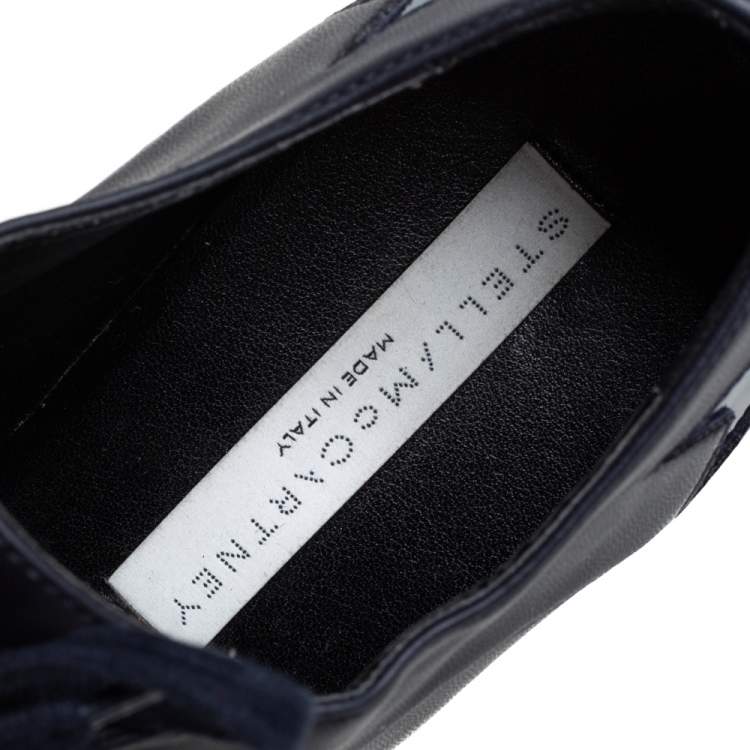 Pre Owned Stella McCartney Navy Blue Faux Leather Elyse Star Platform Derby Size 39