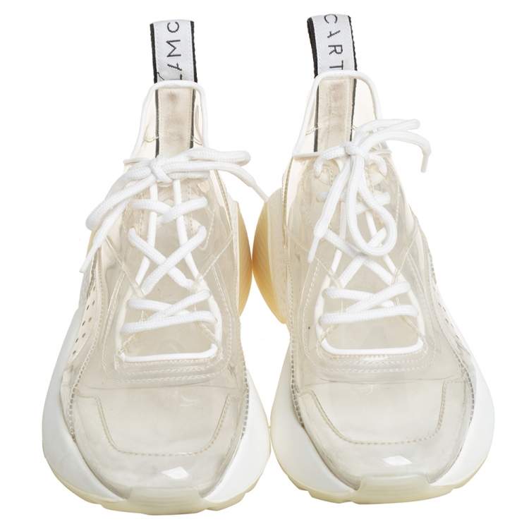 Pre Owned Stella McCartney White PVC And Leather  Eclypse Sneakers Size 39