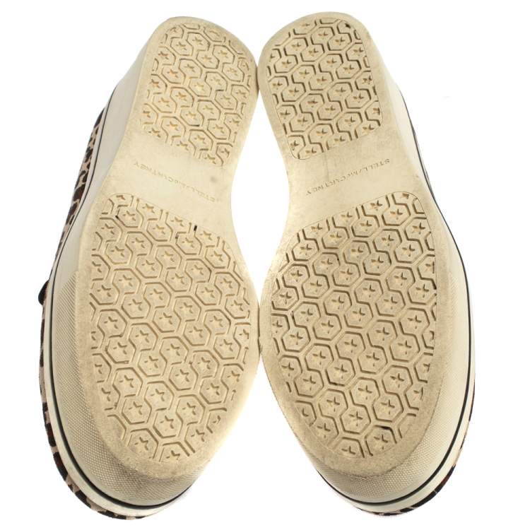 Pre Owned Stella McCartney Beige Leopard Print Canvas Platform Slip on Sneakers Size 40